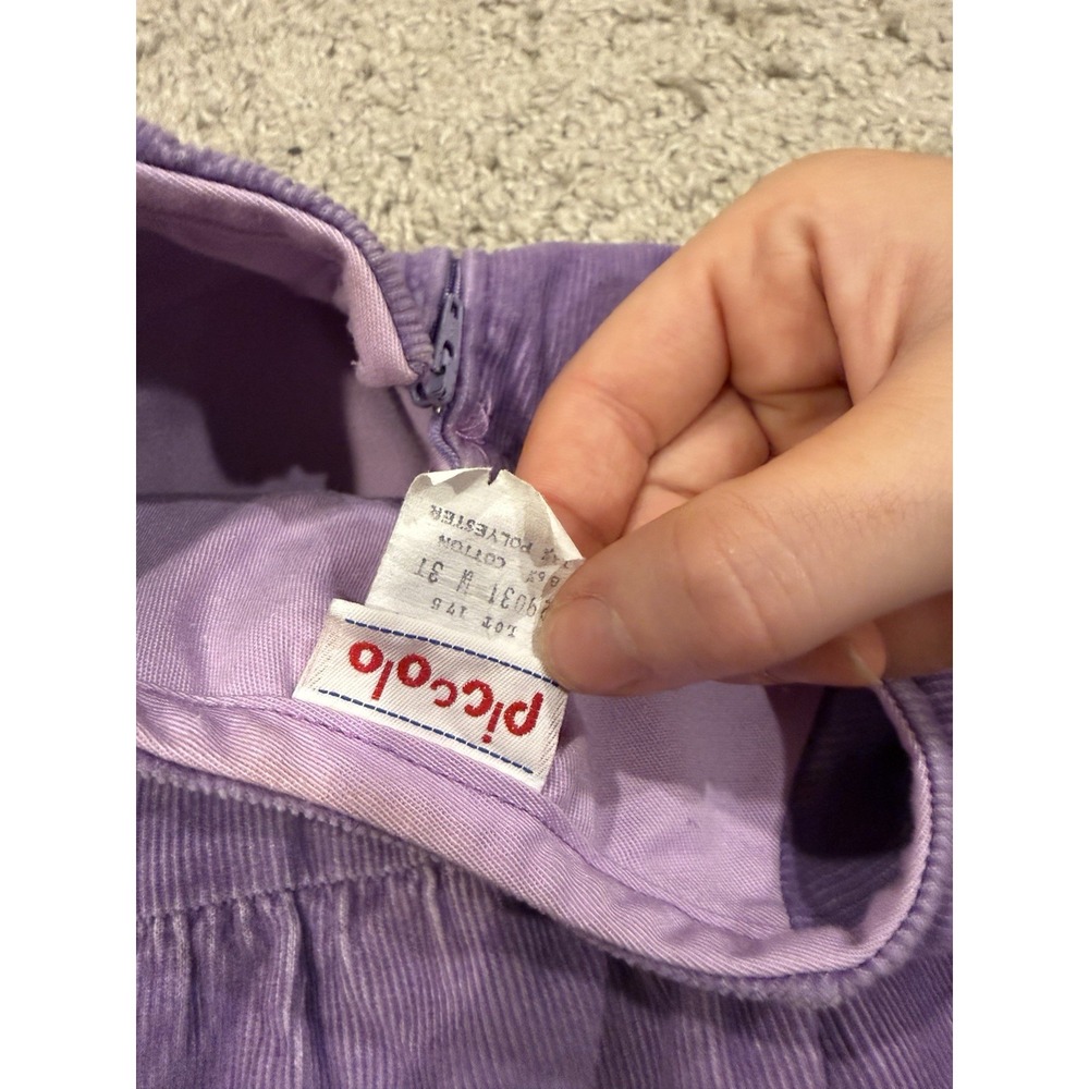 Vintage Corduroy Purple Toddler Jumper Dress With Tulip Flower Applique 3T - Picture 4 of 8